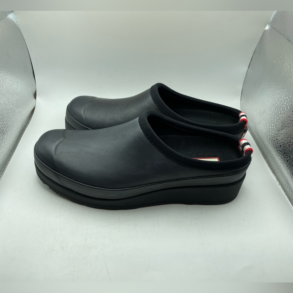 Hunter Black Slip-On Platform Clogs